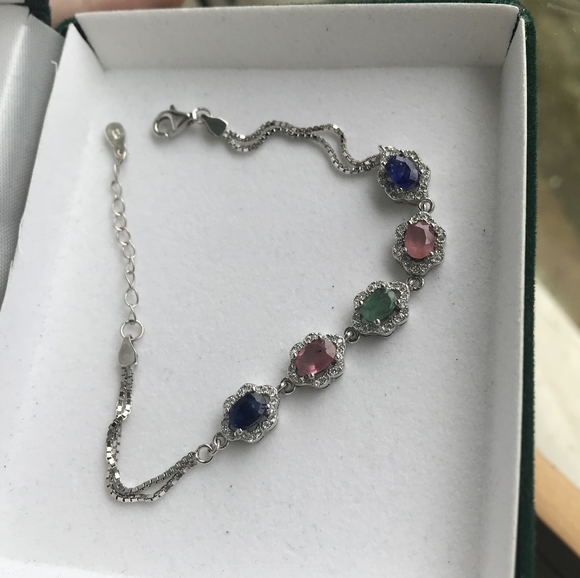 Ruby, Sapphire, and Emerald Bracelet - Picture 2 of 3